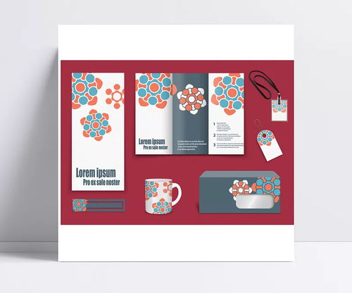 翱翔設計服務 粉色花形VI模板，打造企業品牌視覺識別系統